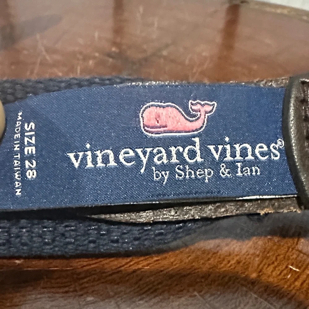 Vineyard Vines Silk Whale/ Leather/Canvas Belt with Gold Buckle Cape Cod 28